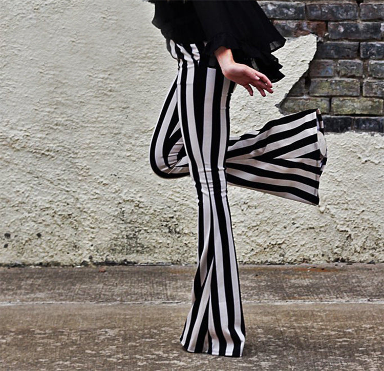 Cross border for eBay wish Amazon hot new European and American striped micro Lama fall trousers