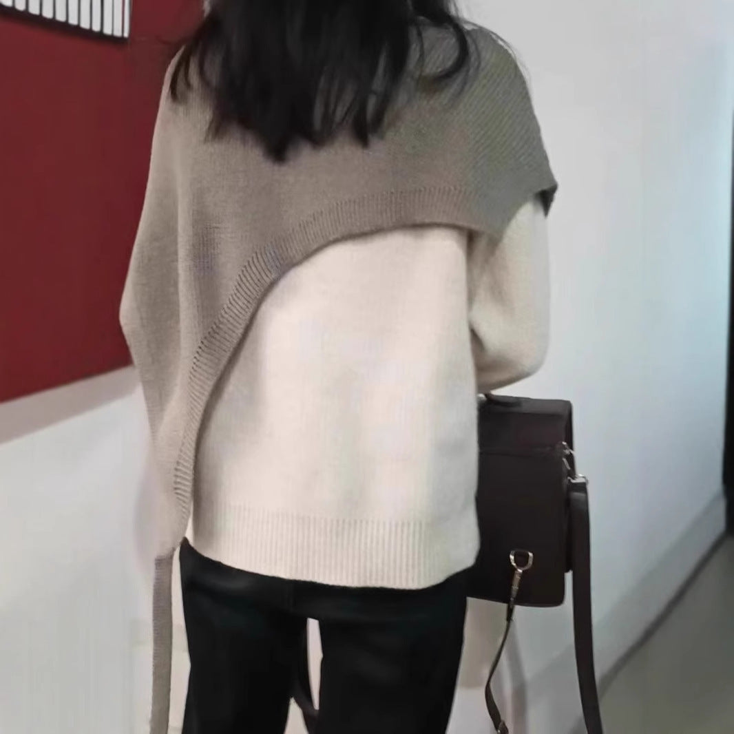 Special-interest Design Versatile Beveled Triangle Knitted Shawl Vest