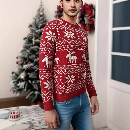 Women's Christmas Round Neck Loose Long Sleeves Sweater