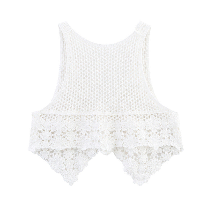 Retro Crocheted Hollow Outer Wear Women's Knitted Vest