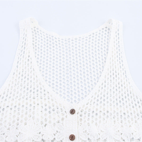 Retro Crocheted Hollow Outer Wear Women's Knitted Vest