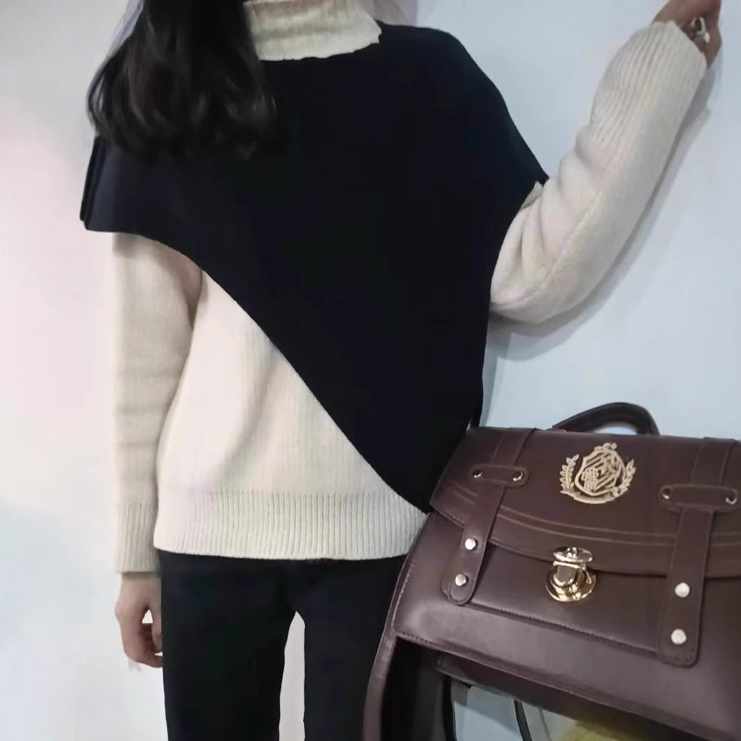 Special-interest Design Versatile Beveled Triangle Knitted Shawl Vest